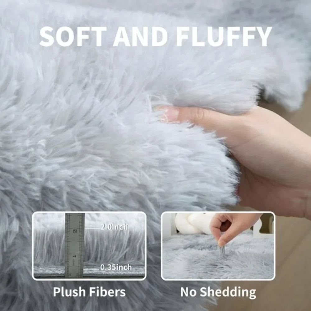 4x6 Light Grey Shag Rug, Ultra Soft Washable Plush Carpet for Bedroom & Nursery